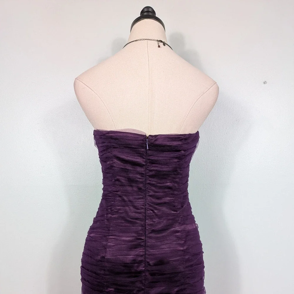 Prom Dress Maxi Gown 4 Purple Mermaid Ruffle Tulle Glam Y2K Princess Strapless